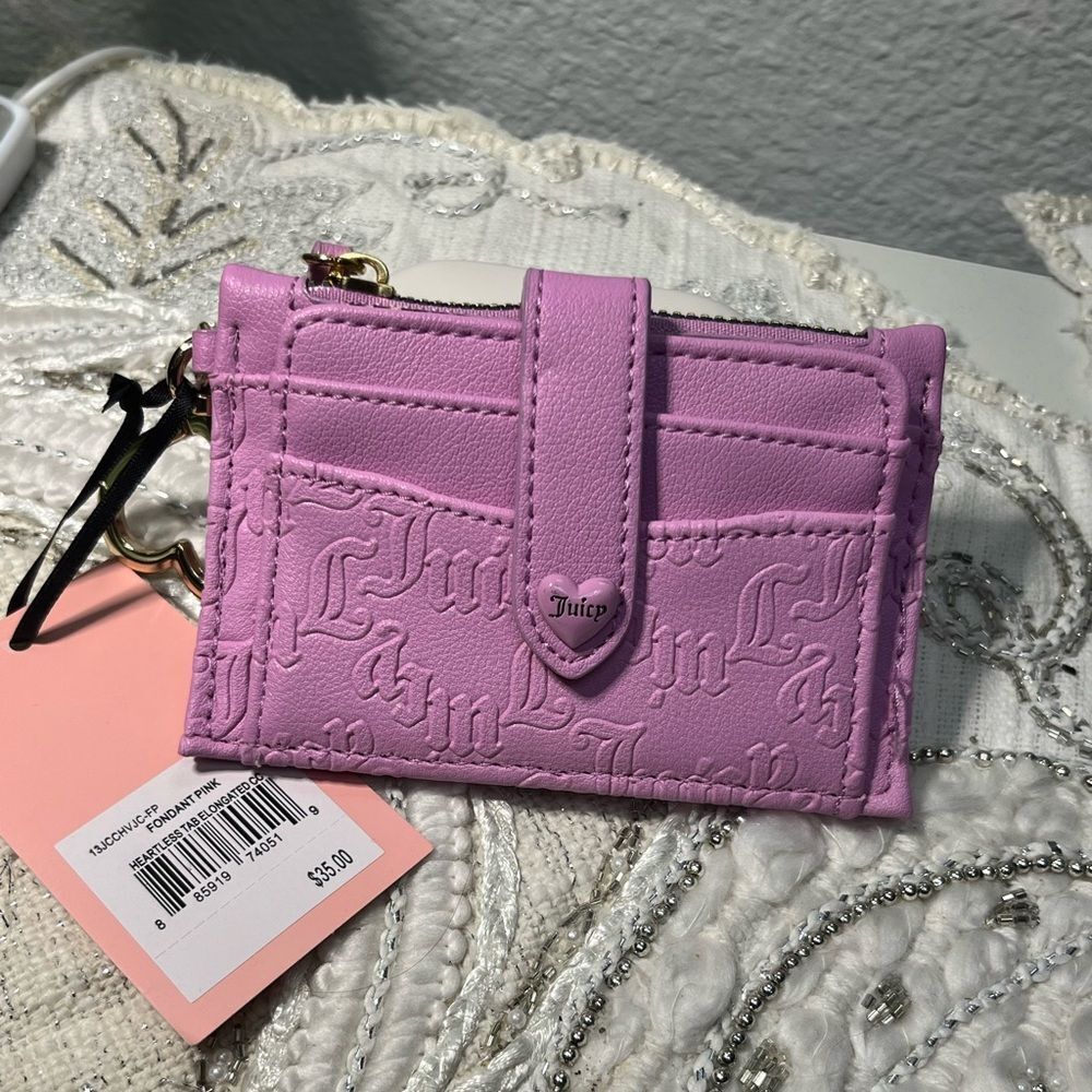 NWT Juicy Couture Pink Cardholder with Logo - Picture 2 of 8